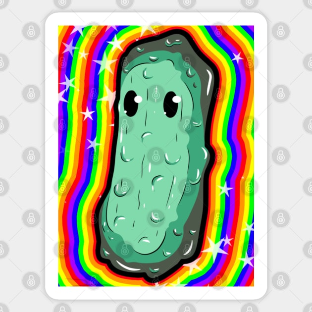 Rainbow Pickle Sticker by PeachyArts